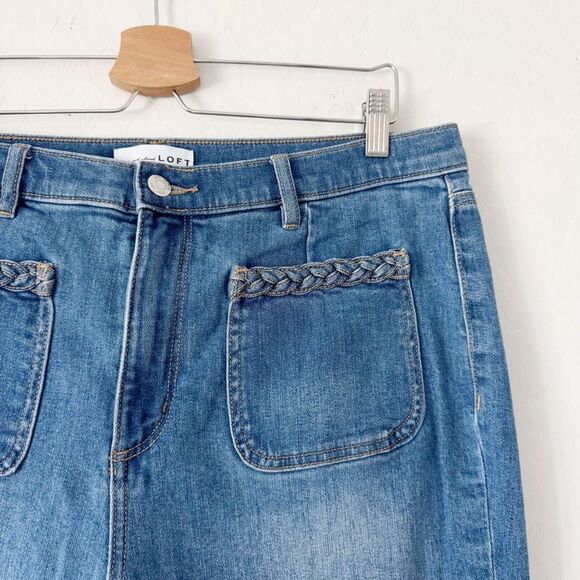 Ann Taylor LOFT Braided High Rise Kick Crop Jeans Size 32/14 - Picture 6 of 10